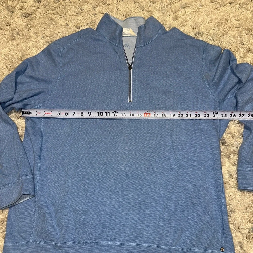 Tommy Bahama Mens Reversible Quarter Zip Pullover Blue Herringbone Marlin XL